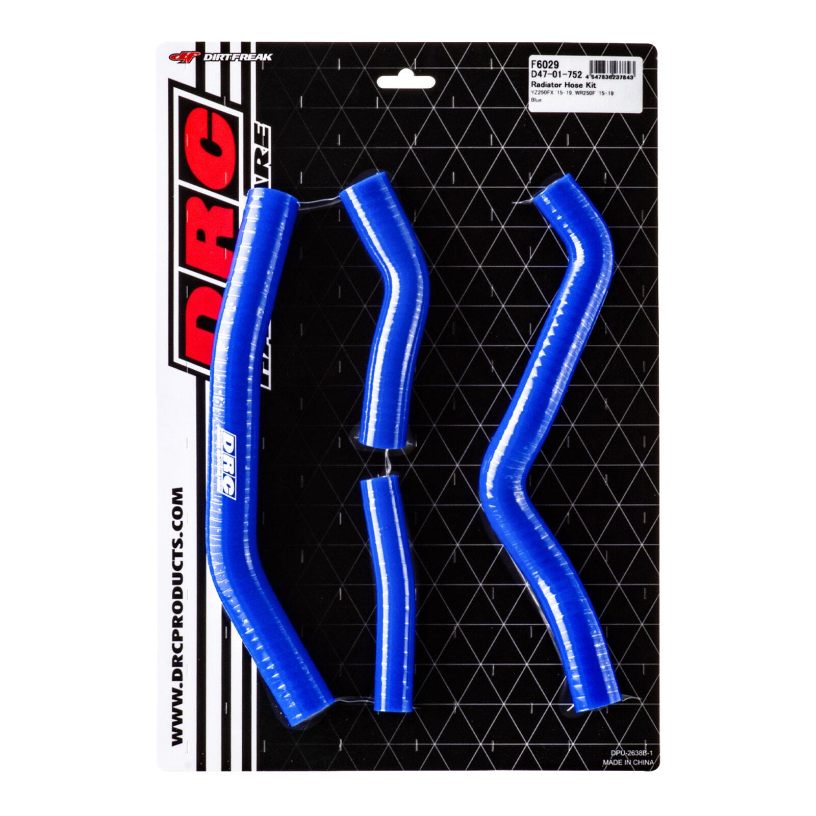 DRC Silicone Radiator Hose Kit - Yamaha YZ250FX / WR250F (2015–2019) - Blue