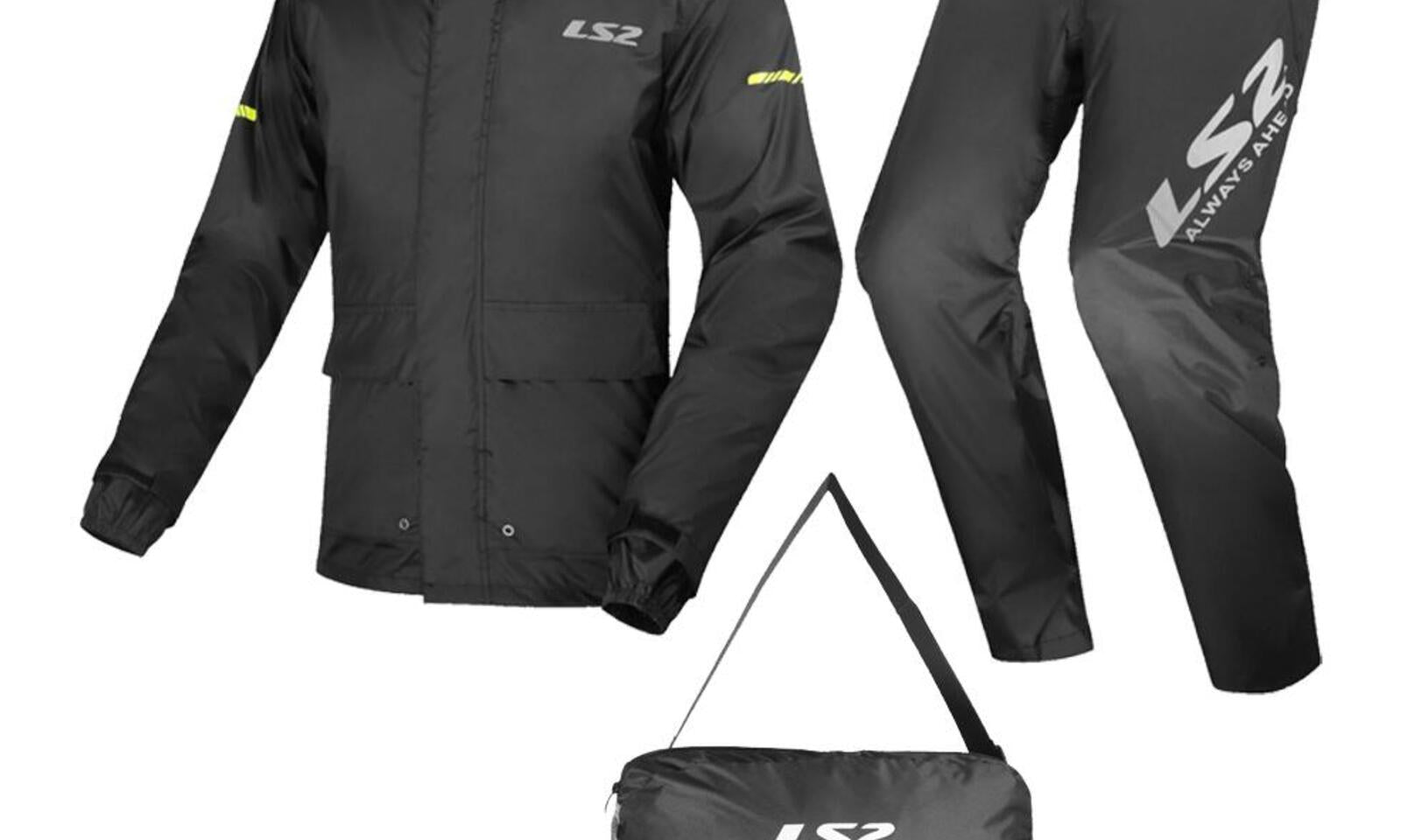 LS2 Aqua Rain Suit Jacket & Pant Set - Black