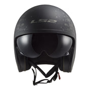 LS2 OF599 Spitfire II Black Flag Helmet - Matte Black / Titanium