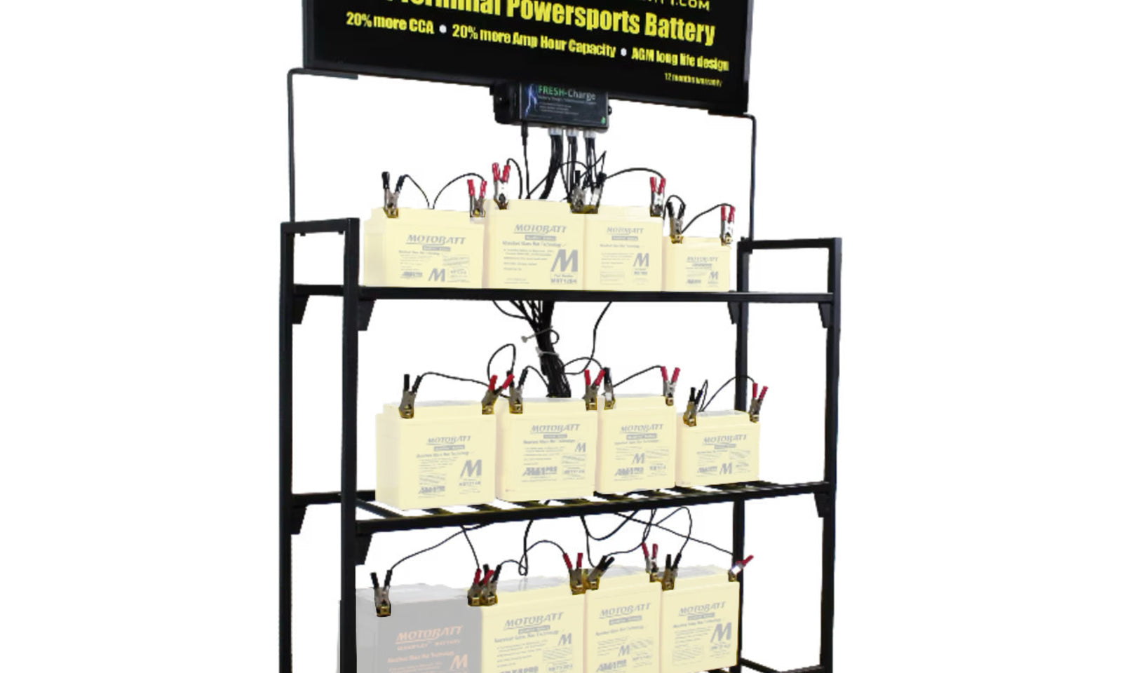 Motobatt 12-Station Battery Maintenance Charger with Stand