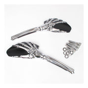 Whites Mirror - Universal Skeleton Hand Chrome / Black Harley (Pair)