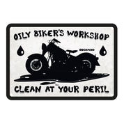 Oxford Garage Metal Sign: Oily Biker's Workshop