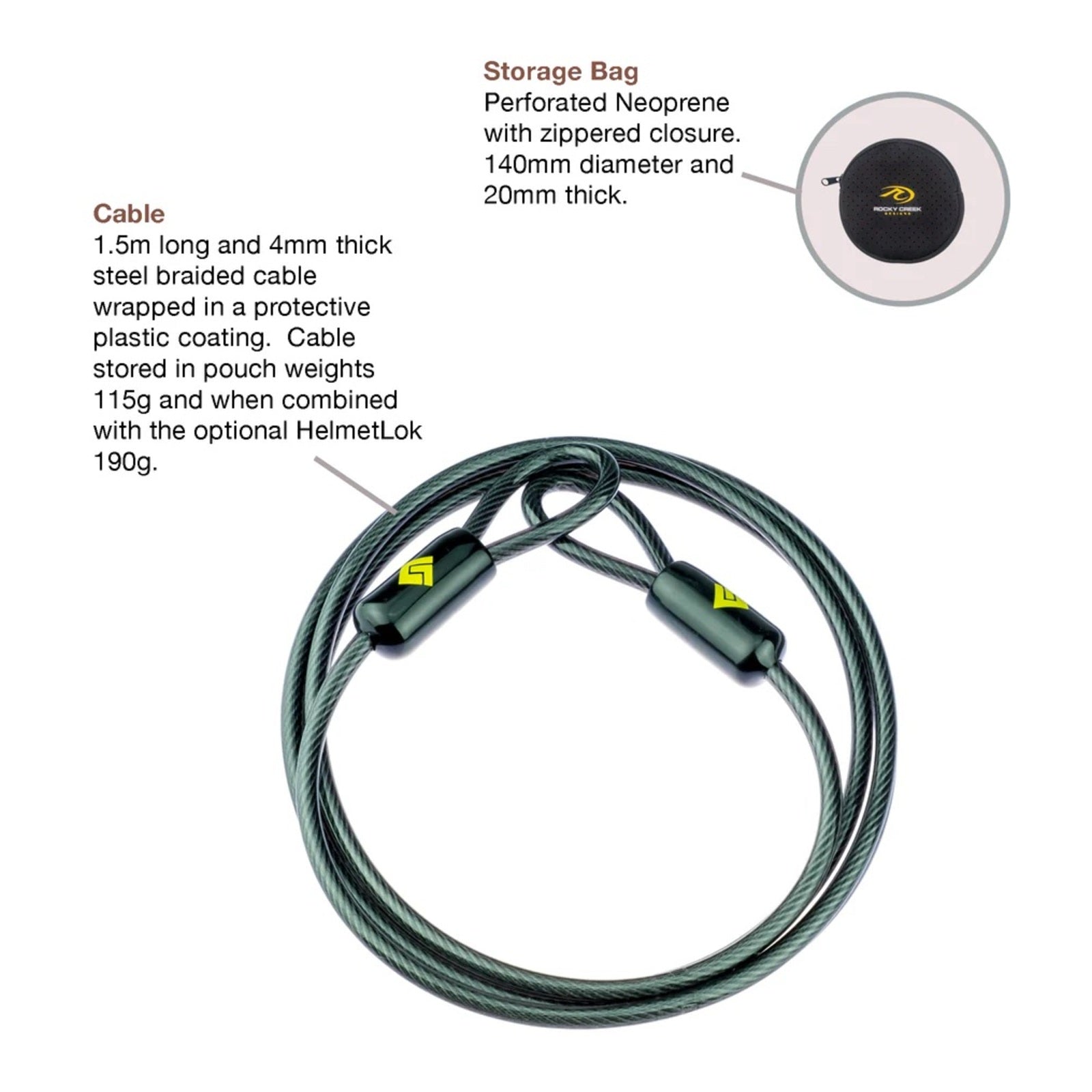 Rocky Creek Gearlok Double Loop Cable 150cm