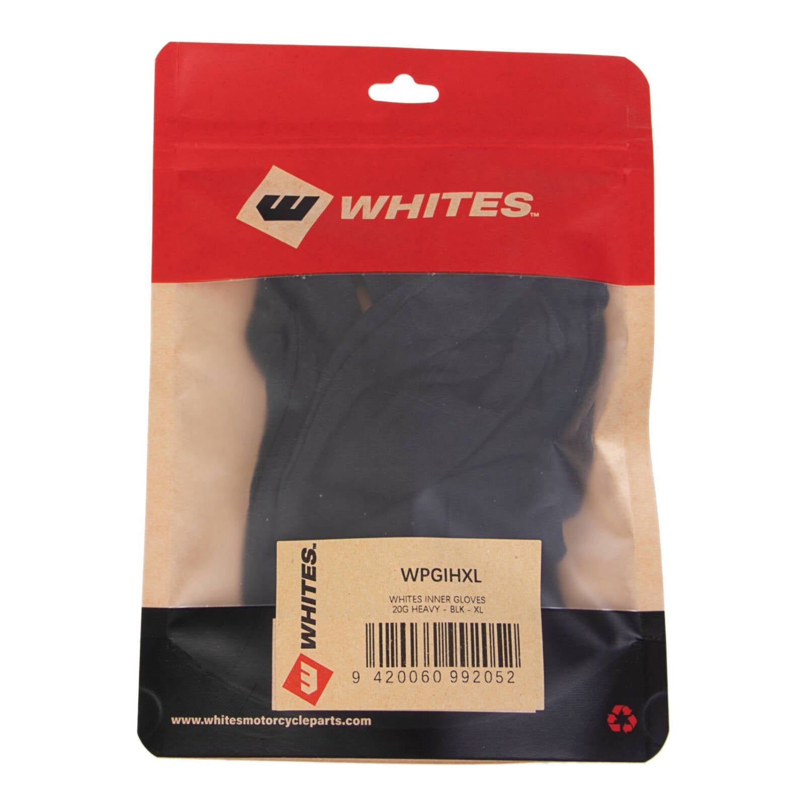 WHITES INNER GLOVES 20G HEAVY - BLK - XL