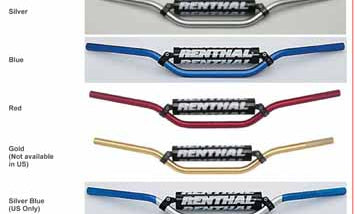 8th ATV and offroad handlebars are available in a range of colours - not all available for the New Zealand market and varies with bends